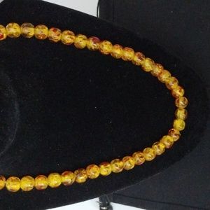 Vintage 1960's Amber Glass Bead Necklace